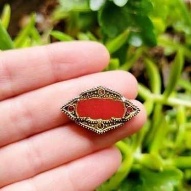 Vintage Crimson Red Rhinestone Brooch Pin