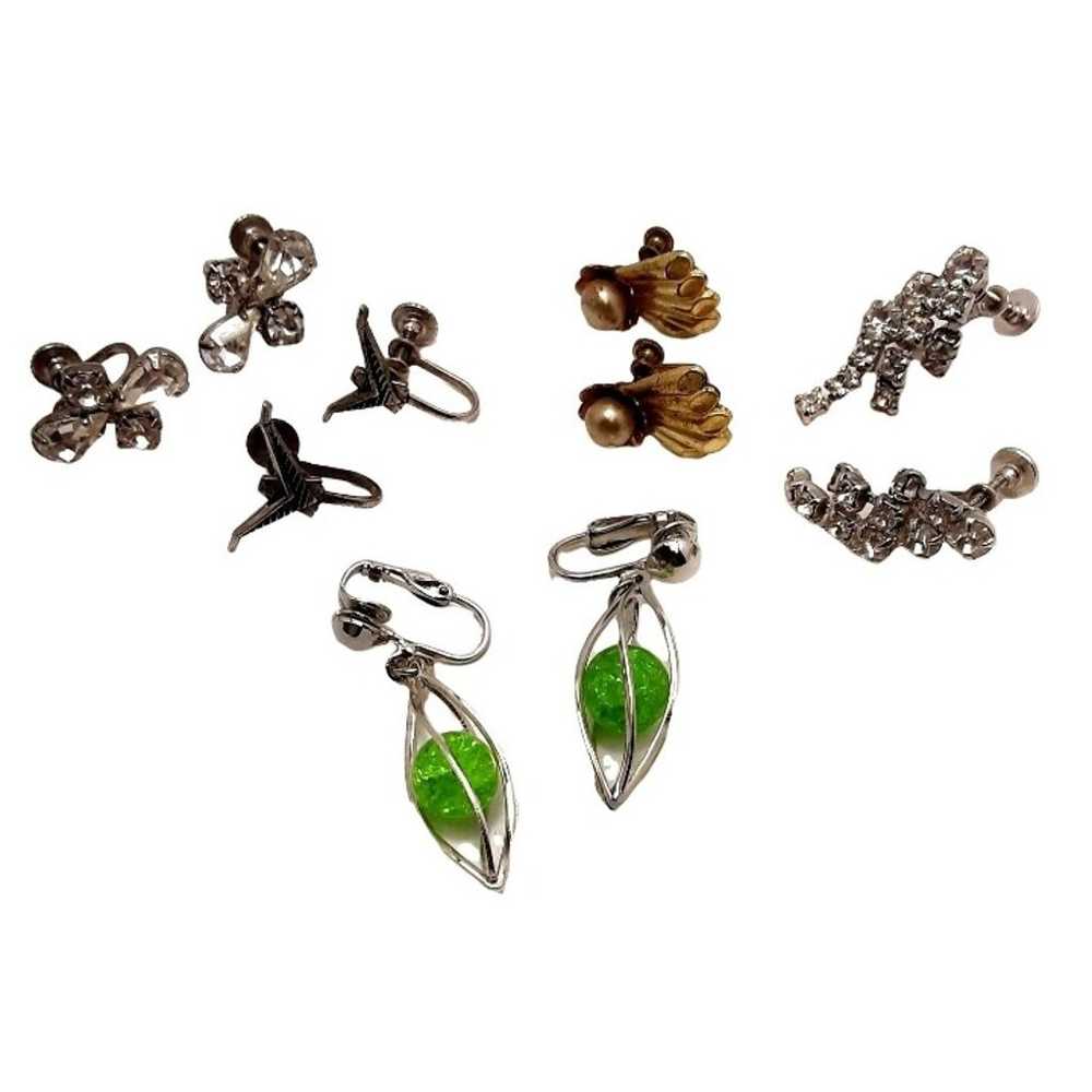 Vintage Lot of 5 Sets Screw On Earrings Costume J… - image 1