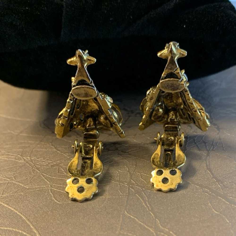 Vintage Christmas Tree Earrings - image 2