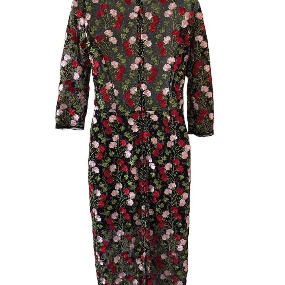 Alexis Floral Miller Sheath Midi Dress Black Red … - image 2