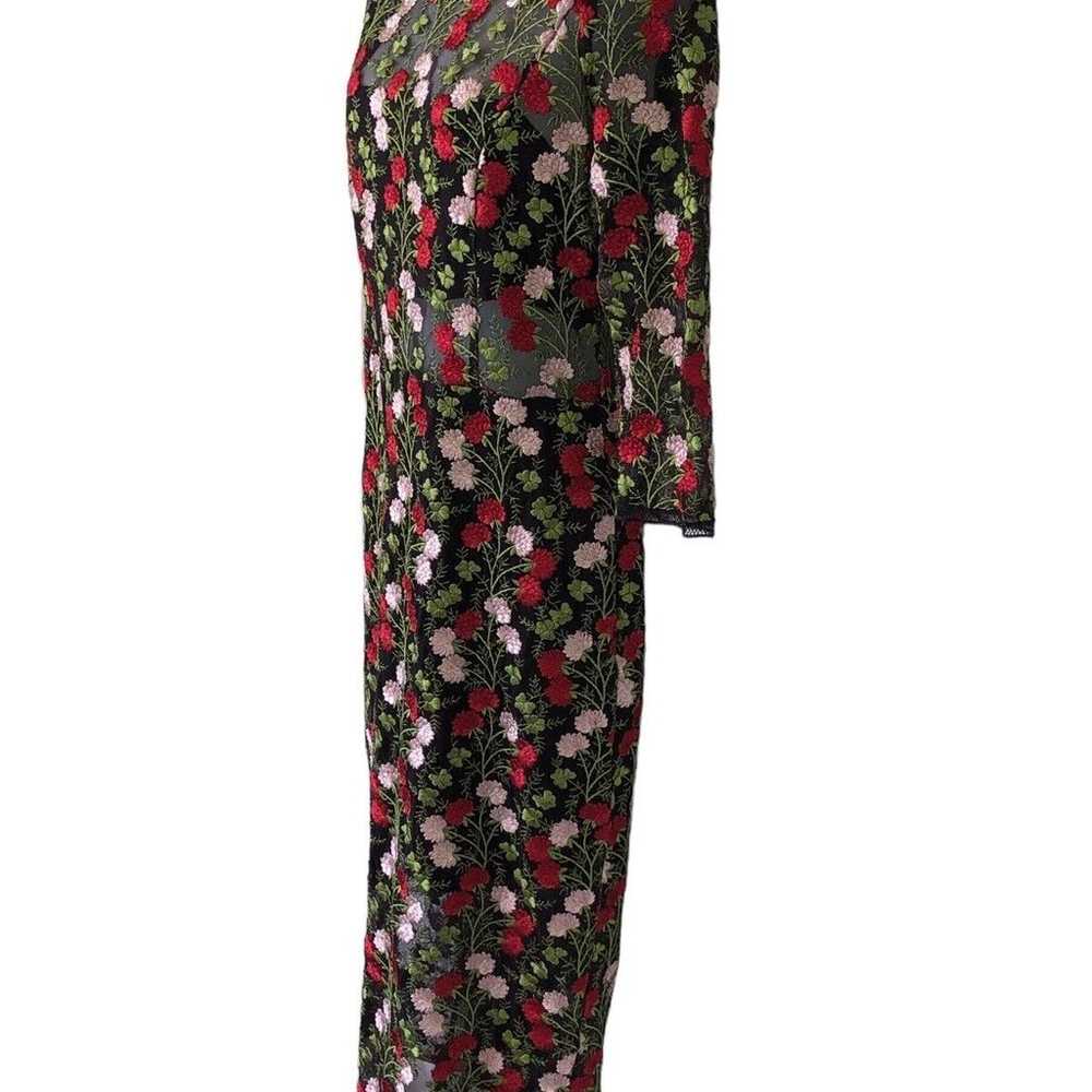 Alexis Floral Miller Sheath Midi Dress Black Red … - image 3