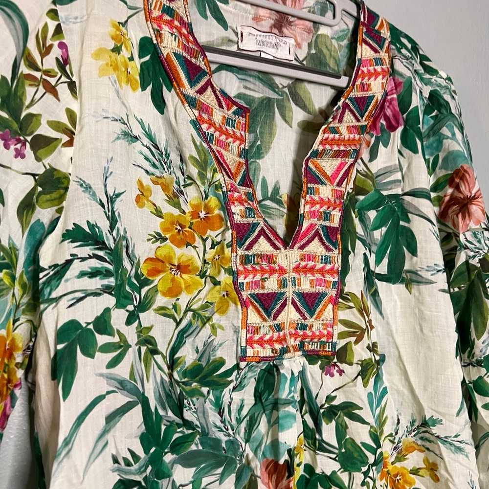 Johnny Was Workshop tropical floral print flare s… - image 7