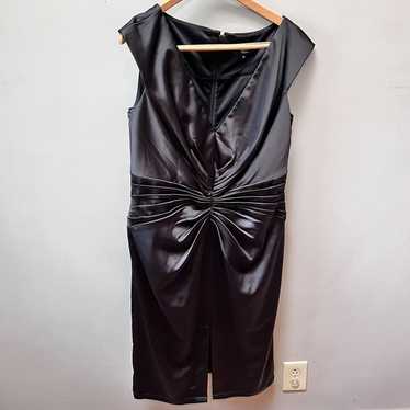 Tadashi Collection Black Satin Ruched Dress - Size