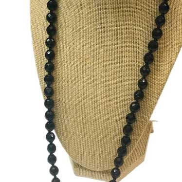 Vintage Faceted Black Glass Necklace - image 1