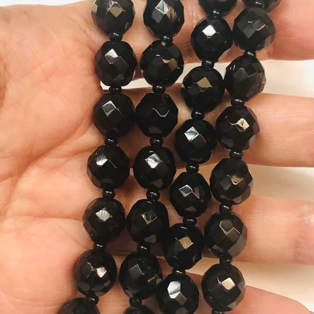 Vintage Faceted Black Glass Necklace - image 3