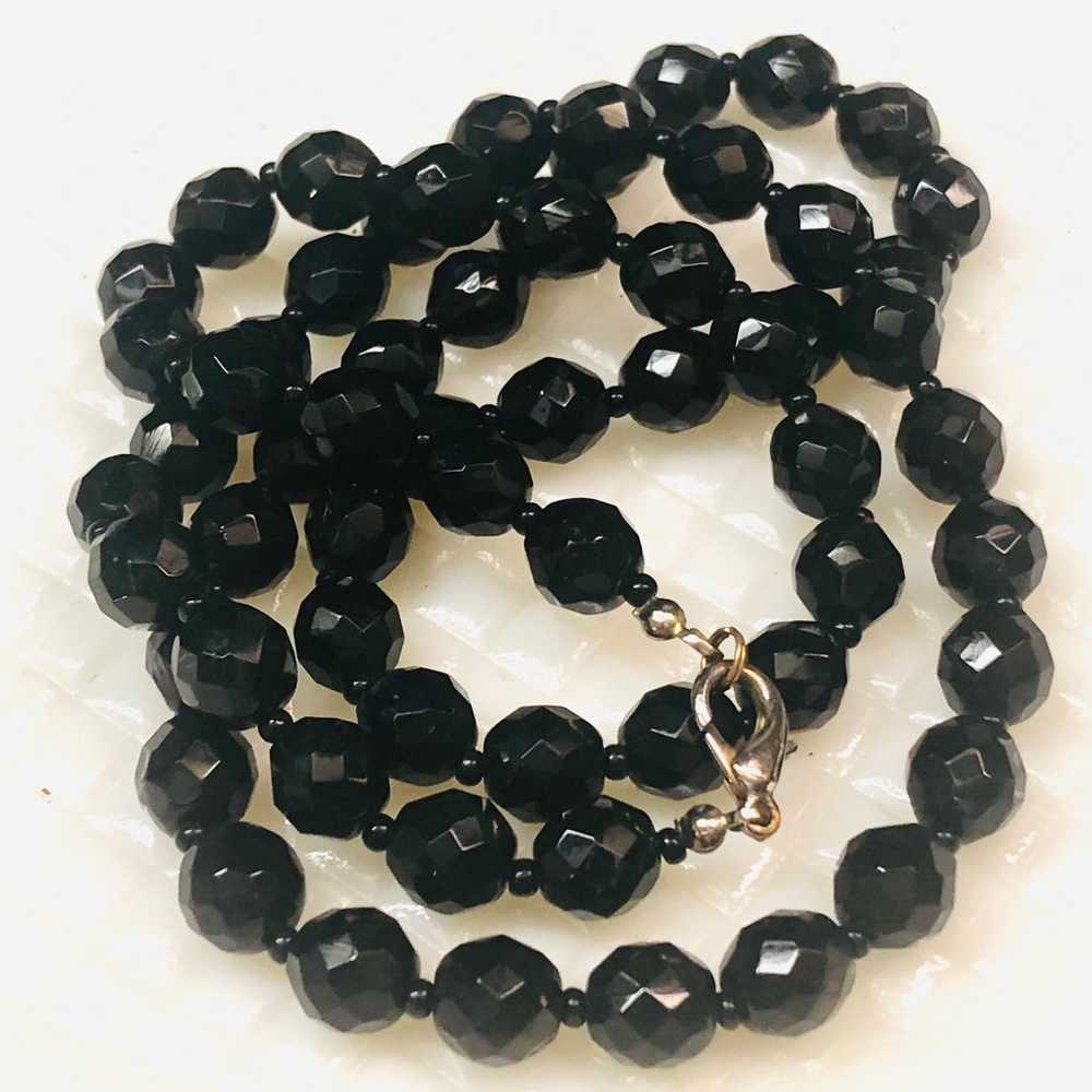 Vintage Faceted Black Glass Necklace - image 4