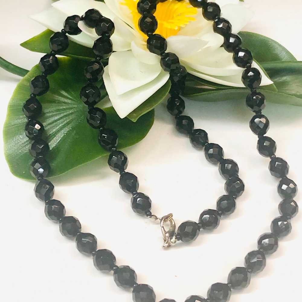 Vintage Faceted Black Glass Necklace - image 5