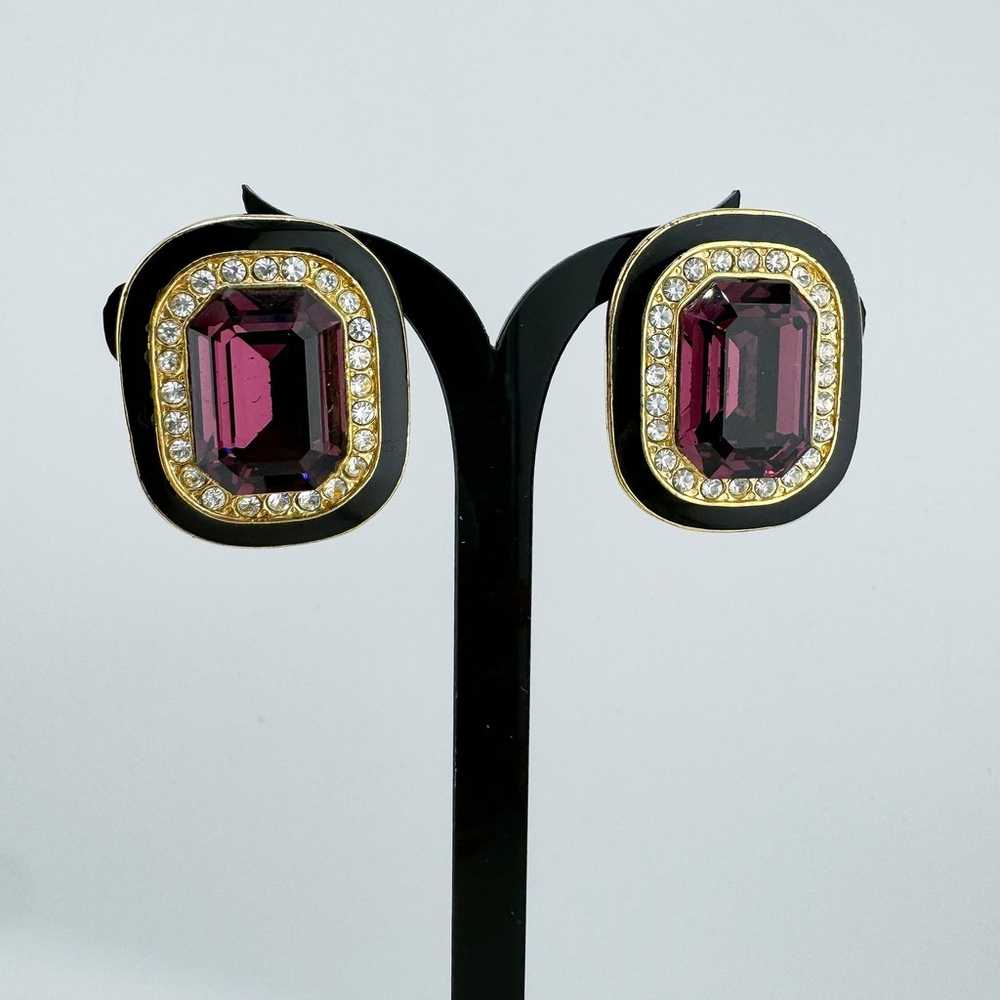 Vintage Purple Art Deco Statement Earrings Rhines… - image 3