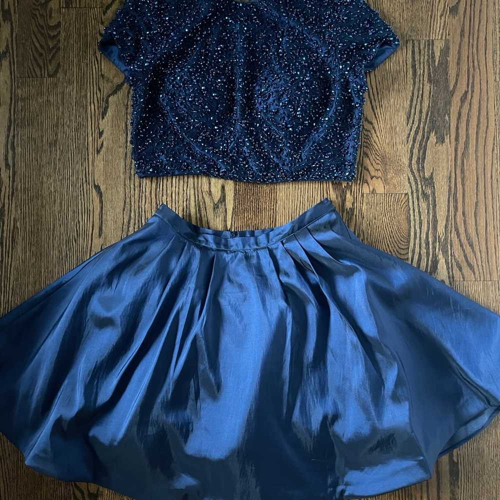 Sherri Hill 2 piece open back beaded blue prom dr… - image 3