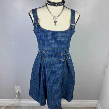 90s morbid threads plaid safety pin dress