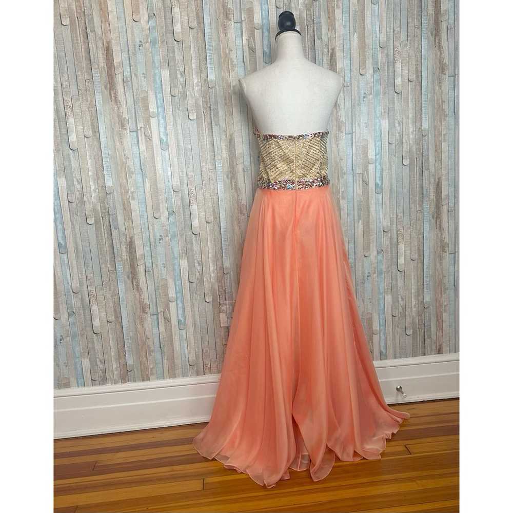 Sherri Hill 12 Peach Beaded Jeweled Bodice Strapl… - image 5