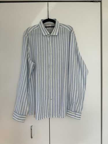 Brunello Cucinelli Blue and White Striped Linen Le