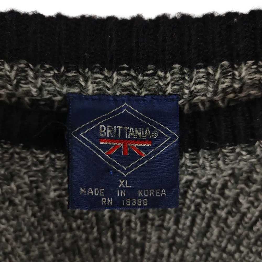 Vintage Brittania Men's XL Gray & Black Stripe Kn… - image 3