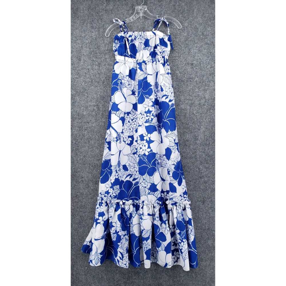 Vintage Floral Embellished Blue Maxi Trumpet Tank… - image 1