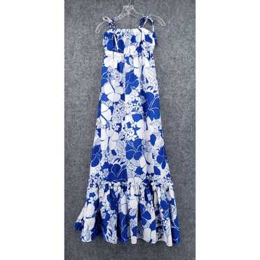 Vintage Floral Embellished Blue Maxi Trumpet Tank… - image 1