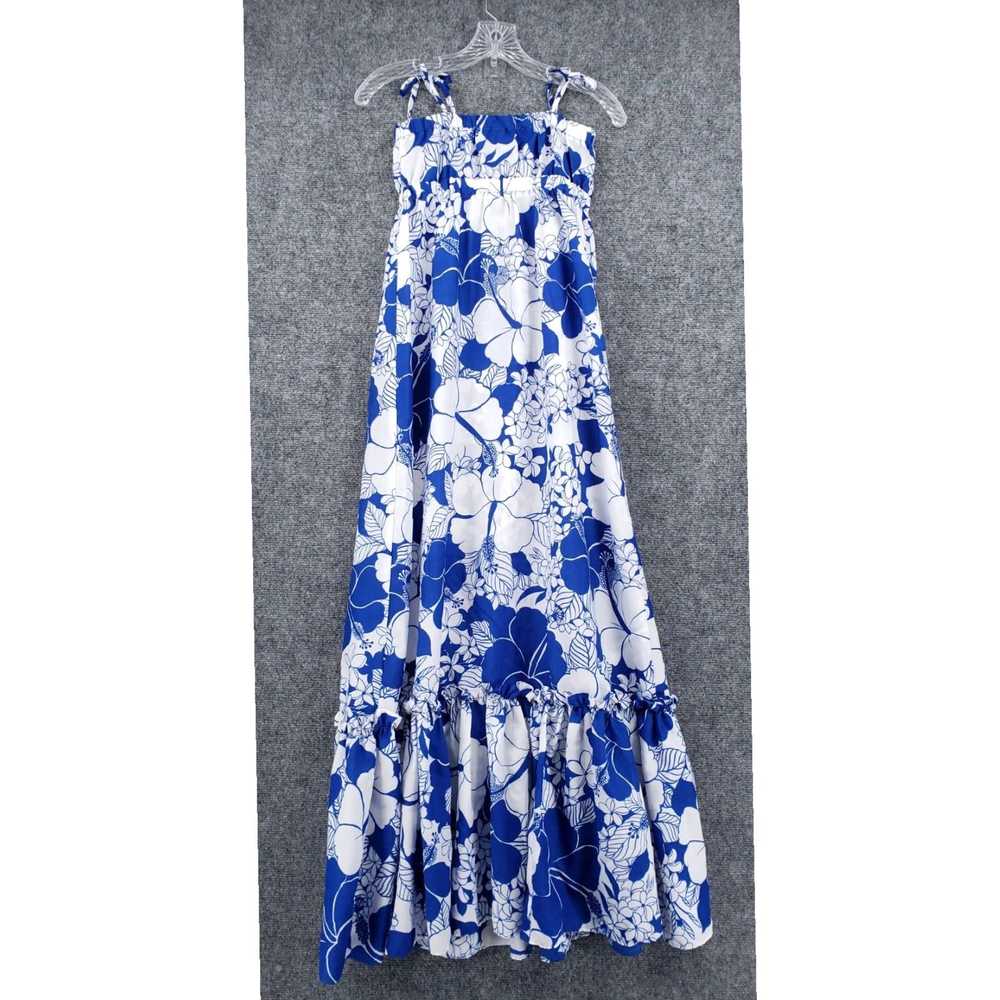 Vintage Floral Embellished Blue Maxi Trumpet Tank… - image 2