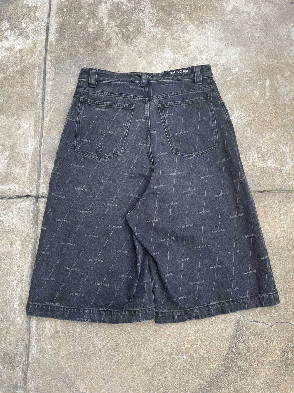 Balenciaga SS21 Logo Print Denim Shorts - image 4