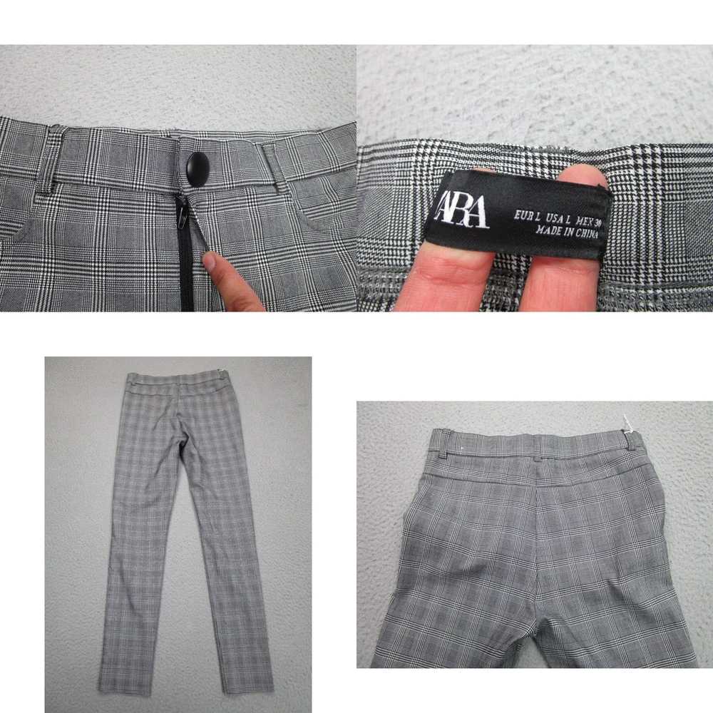 Zara Zara Pants Womens large Gray Black Plaid leg… - image 8