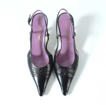 Chanel o1smst1ft0424 Slingback Kitten Heels in Bla