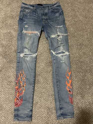 Amiri AMIRI Bandana Flame distressed denim