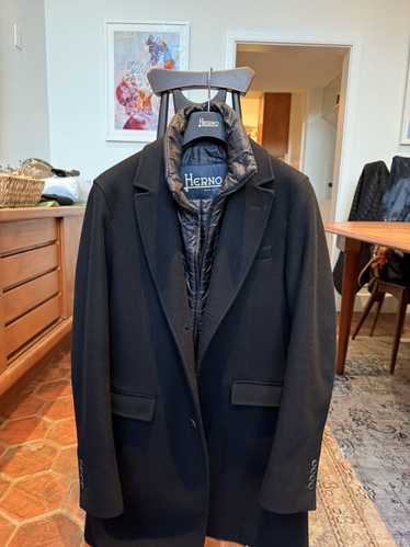 Herno Coat in Diagonal Wool and Nylon Ultralight