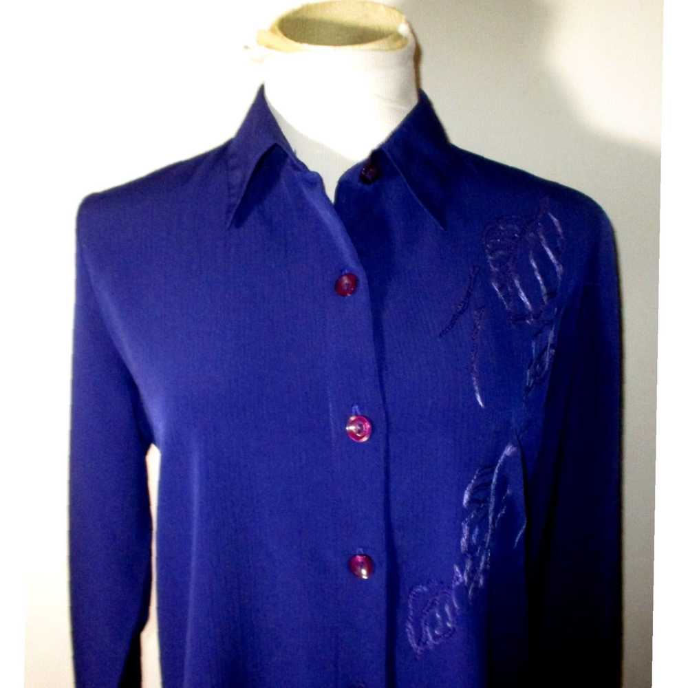 Vintage China Blue Elegant Long Sleeve Shirt for … - image 2