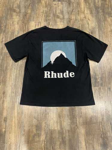 Rhude RARE Rhude Moonlight Blue Logo Black Tee Mou