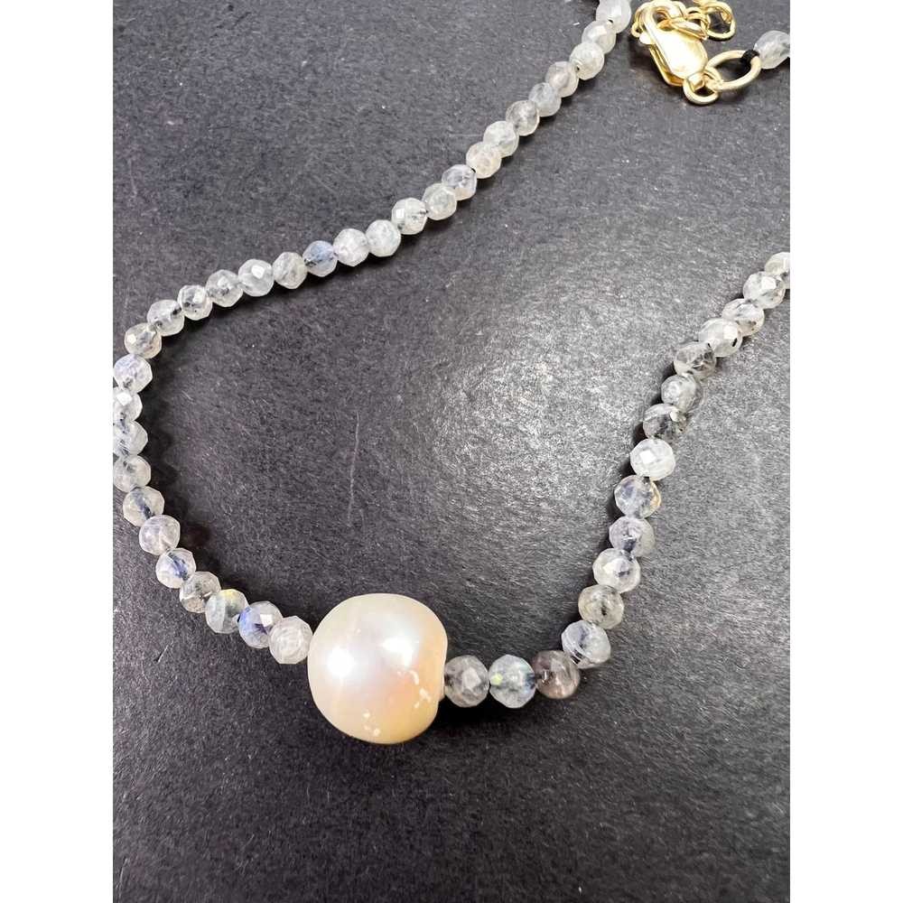 Other Labradorite and pearl necklace with sterlin… - image 1