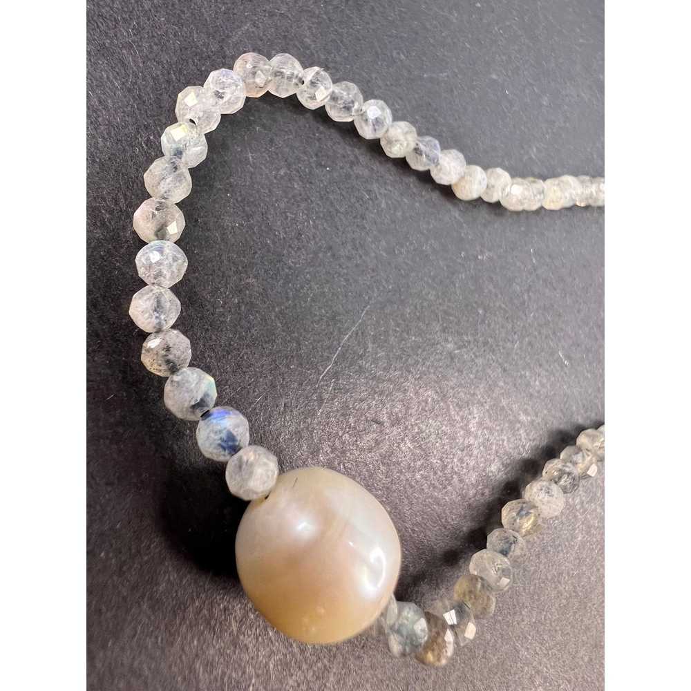 Other Labradorite and pearl necklace with sterlin… - image 2