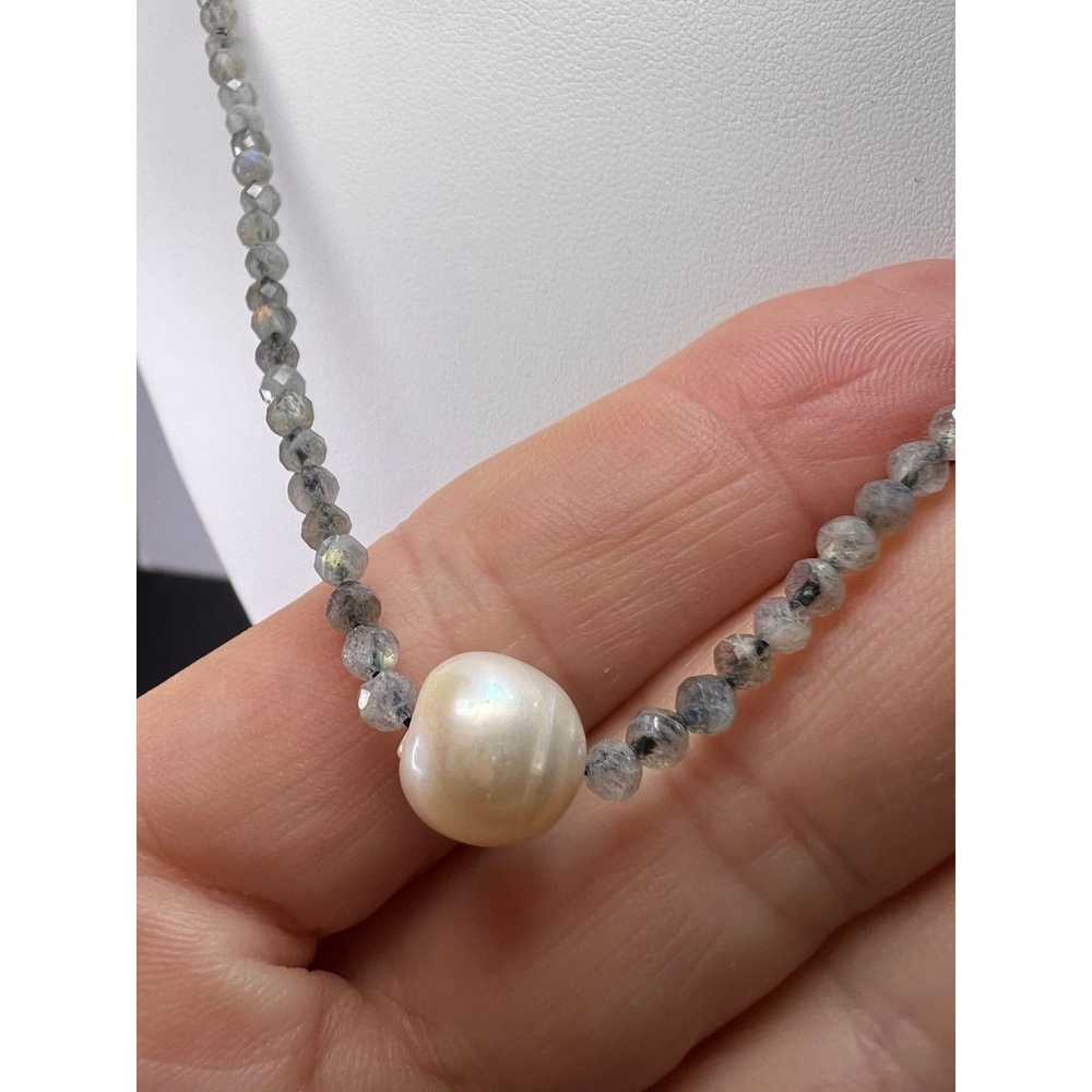 Other Labradorite and pearl necklace with sterlin… - image 3