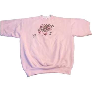 Vintage Medium Short Sleeved Pink Sweatshirt Embel