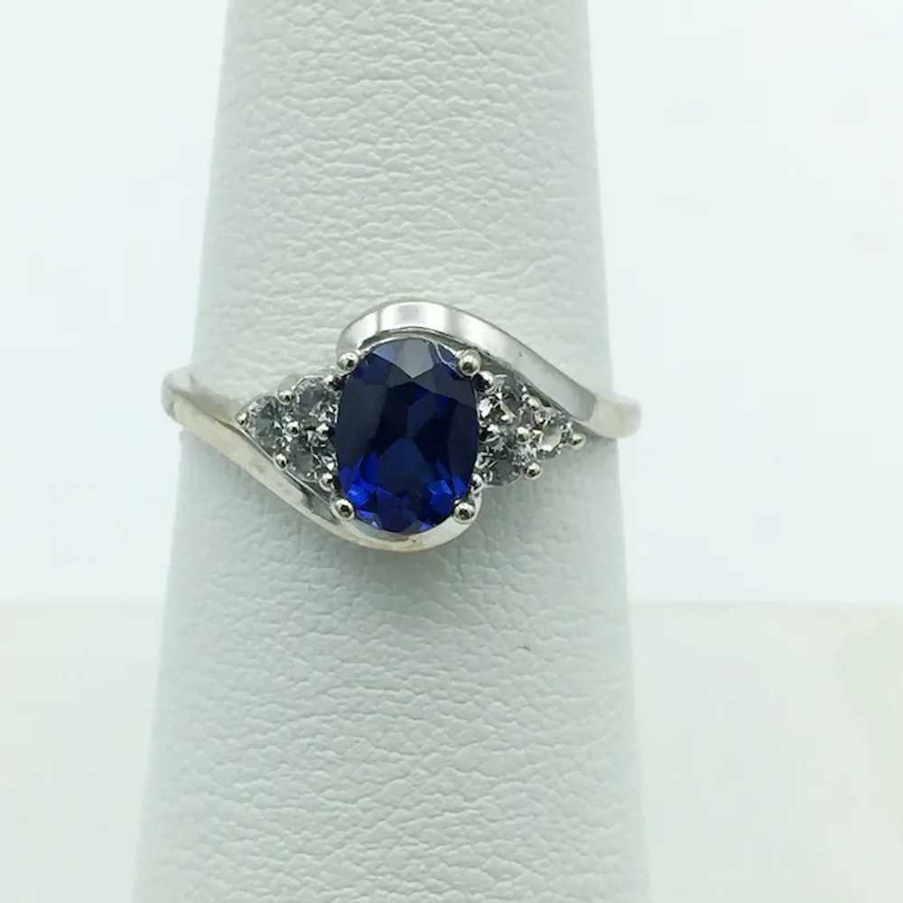 10K Lab Sapphire & Cubic Zirconium Ring - image 2