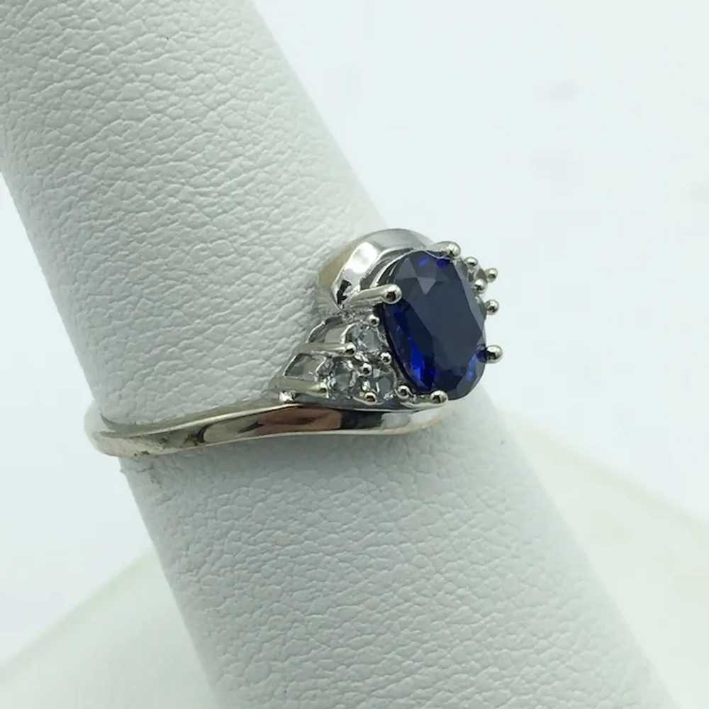 10K Lab Sapphire & Cubic Zirconium Ring - image 3