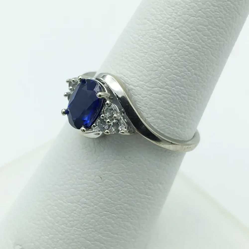 10K Lab Sapphire & Cubic Zirconium Ring - image 4