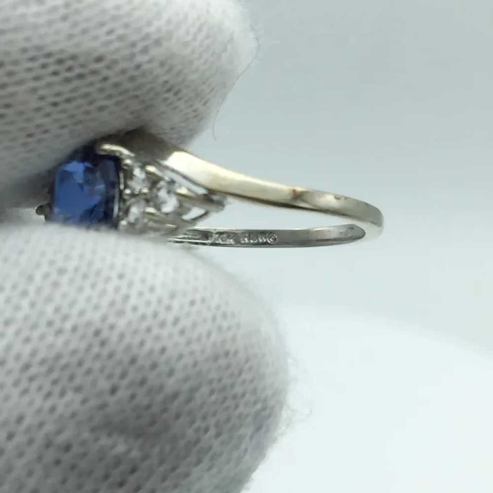 10K Lab Sapphire & Cubic Zirconium Ring - image 5