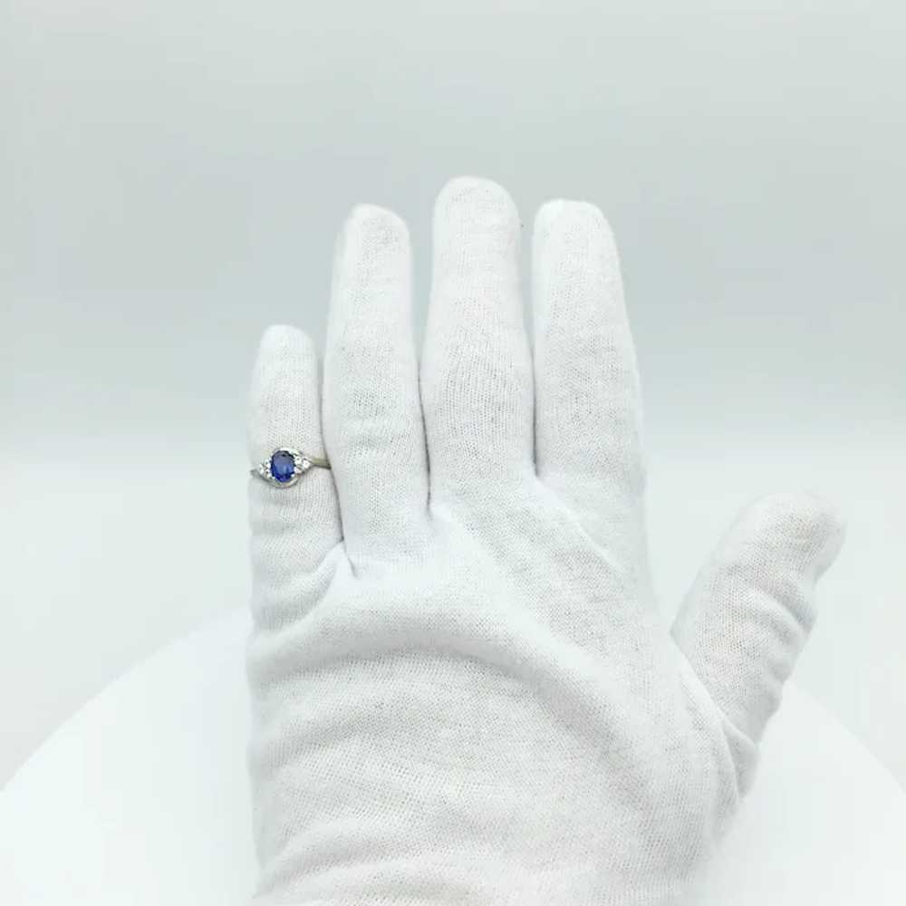 10K Lab Sapphire & Cubic Zirconium Ring - image 6