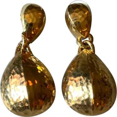 Vintage Avon Hammered Gold Tone Pierced Earrings D