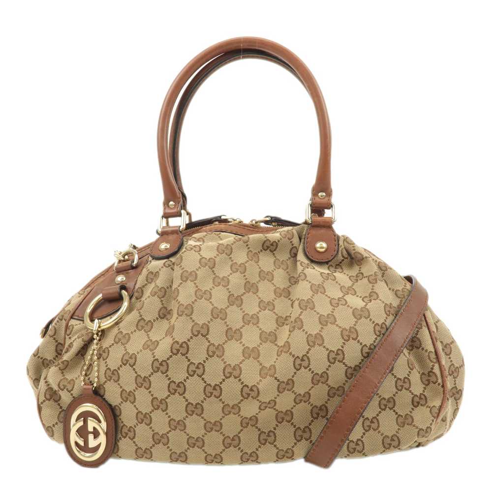 GUCCI Sukey GG Canvas Leather 2WAY Tote Bag Beige… - image 1