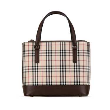 Brown Burberry House Check Canvas Handbag