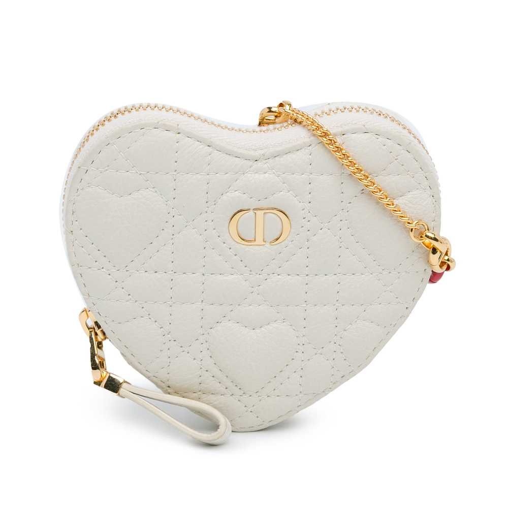 White Dior DiorAmour Caro Heart Pouch with Chain … - image 1