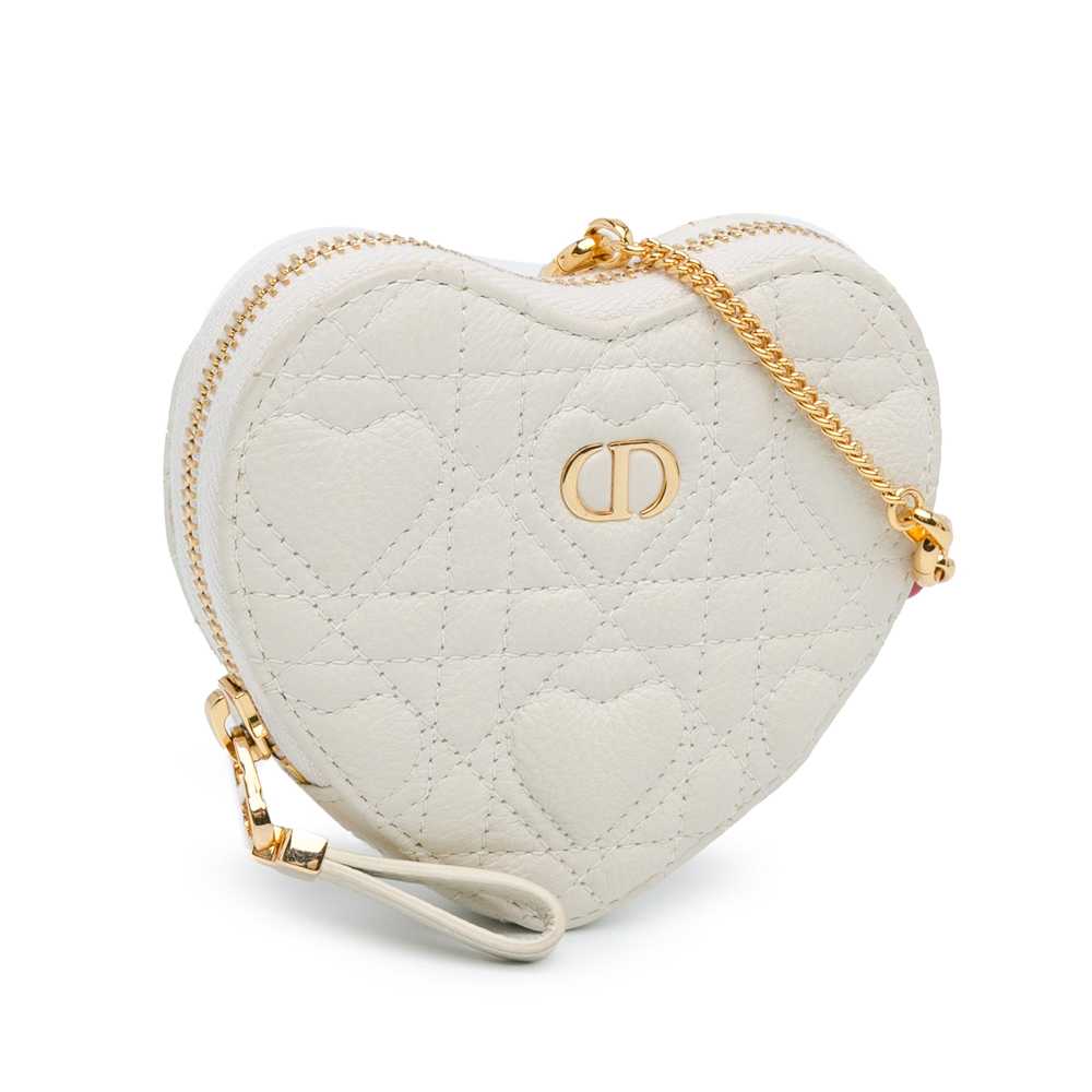 White Dior DiorAmour Caro Heart Pouch with Chain … - image 2