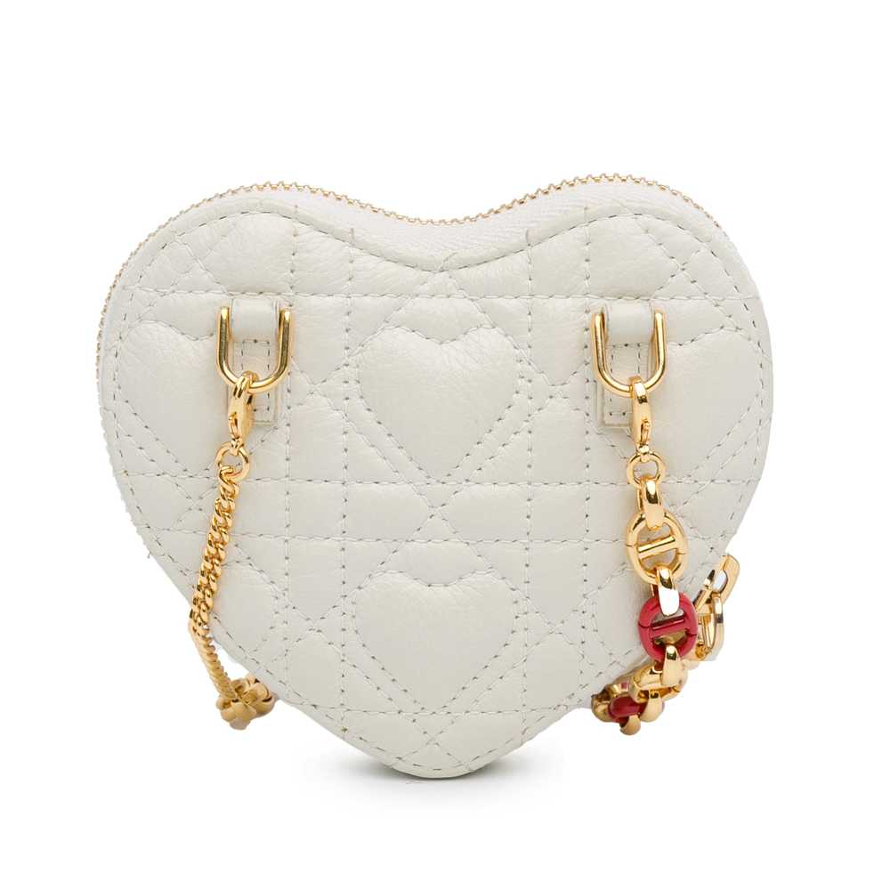 White Dior DiorAmour Caro Heart Pouch with Chain … - image 3