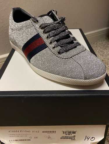 Gucci Gucci Glitter Silver Striped Sneakers Bambi