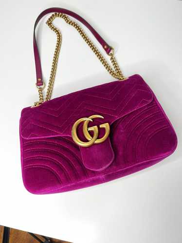 Gucci Gucci Purple Velvet Medium Marmont Shoulder… - image 1