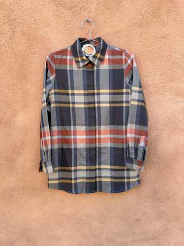 100% Wool Windowpane Plaid Pendleton Blouse - xs