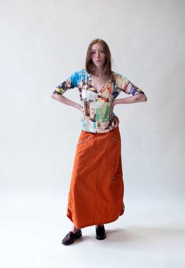 Y2K Orange Zipper Skirt | Xlady - image 1