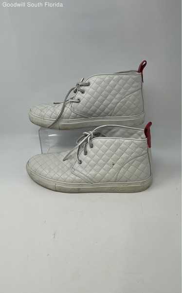 Del Toro Mens White Leather Quilted Chukka Mid To… - image 1