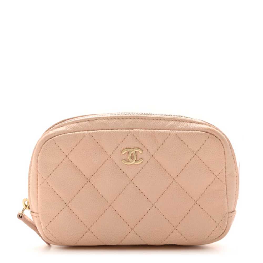 CHANEL Caviar Quilted Small Curvy Pouch Cosmetic … - image 1