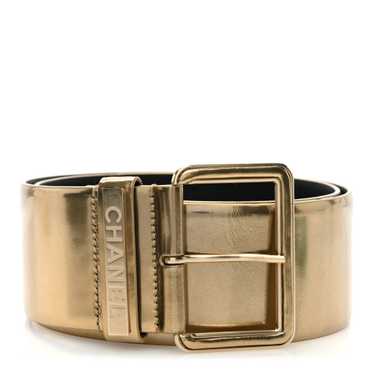 CHANEL Metallic Calfskin Logo Belt 85 34 Gold