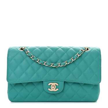 CHANEL Caviar Quilted Medium Double Flap Turquoise